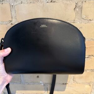 A.P.C. Demi Lune Black Leather Crossbody Bag